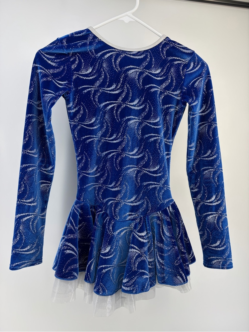 Mondor Girls “Born to Skate” Glitter Blue Velvet Ice Skating Outfit -Size 12-14